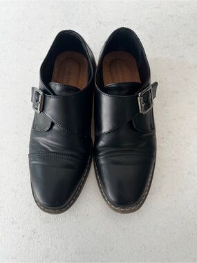 Black Leather Monk Strap Boy's Dress Shoes